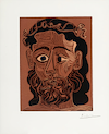 Homme barbu couronné de feuilles de vigne