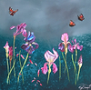 Peacocks and Irises