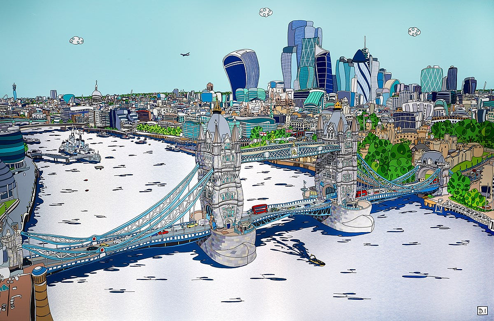 Aerial View Tower Bridge And The City