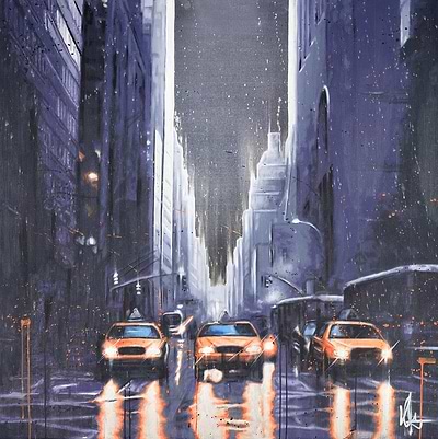 NY Taxis In The Rain II