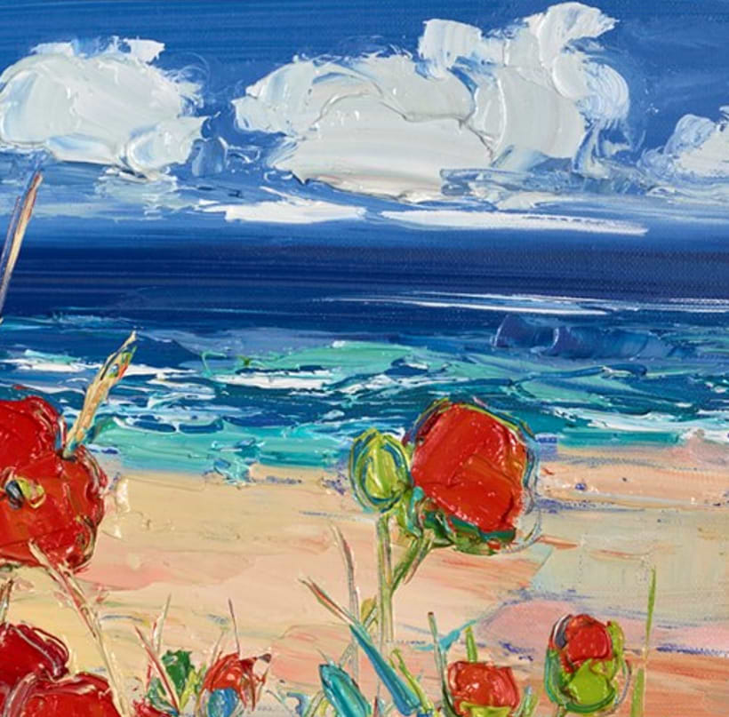 Sand And Sea With Poppies