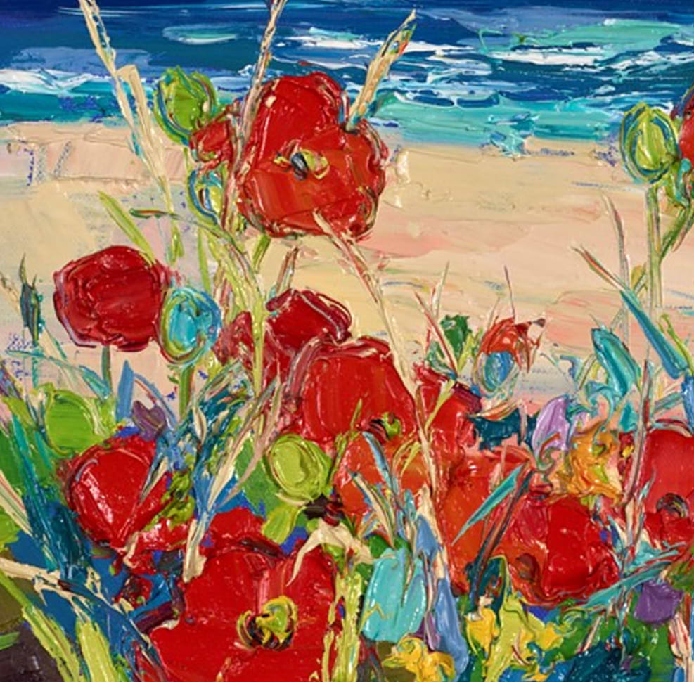 Sand And Sea With Poppies