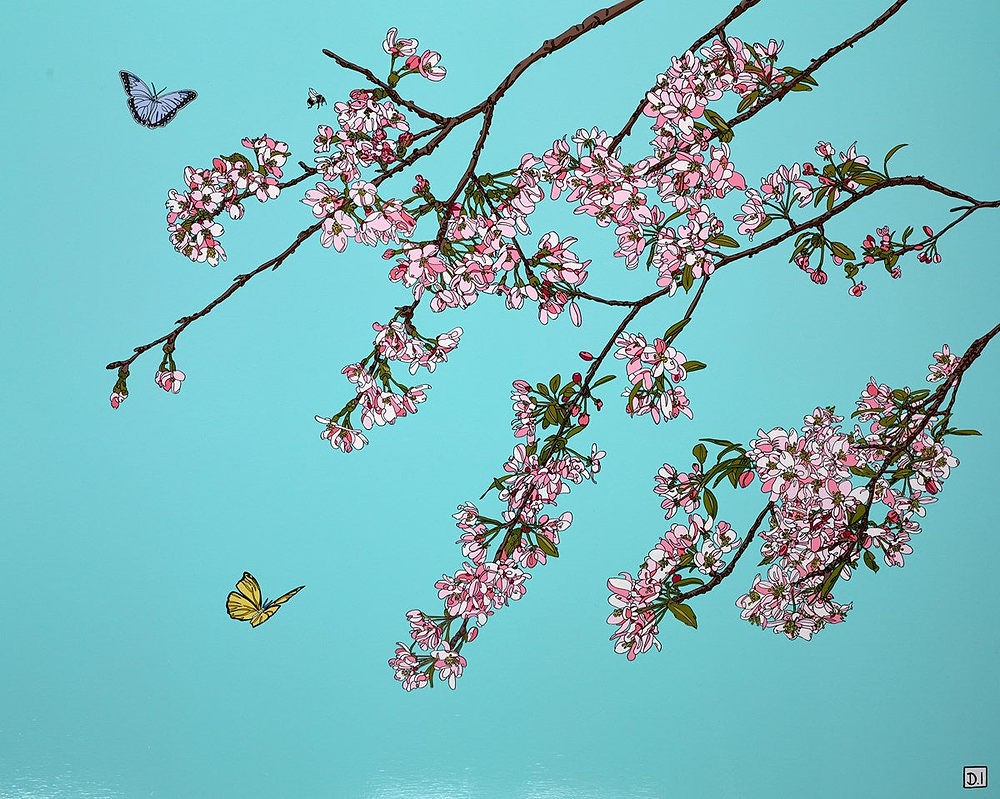 Cherry Blossom On Turquoise