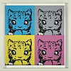 Blue / Grey / Yellow / Pink Cats (Framed)