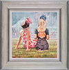 Red Flower And Dark Blue Dress (Framed)