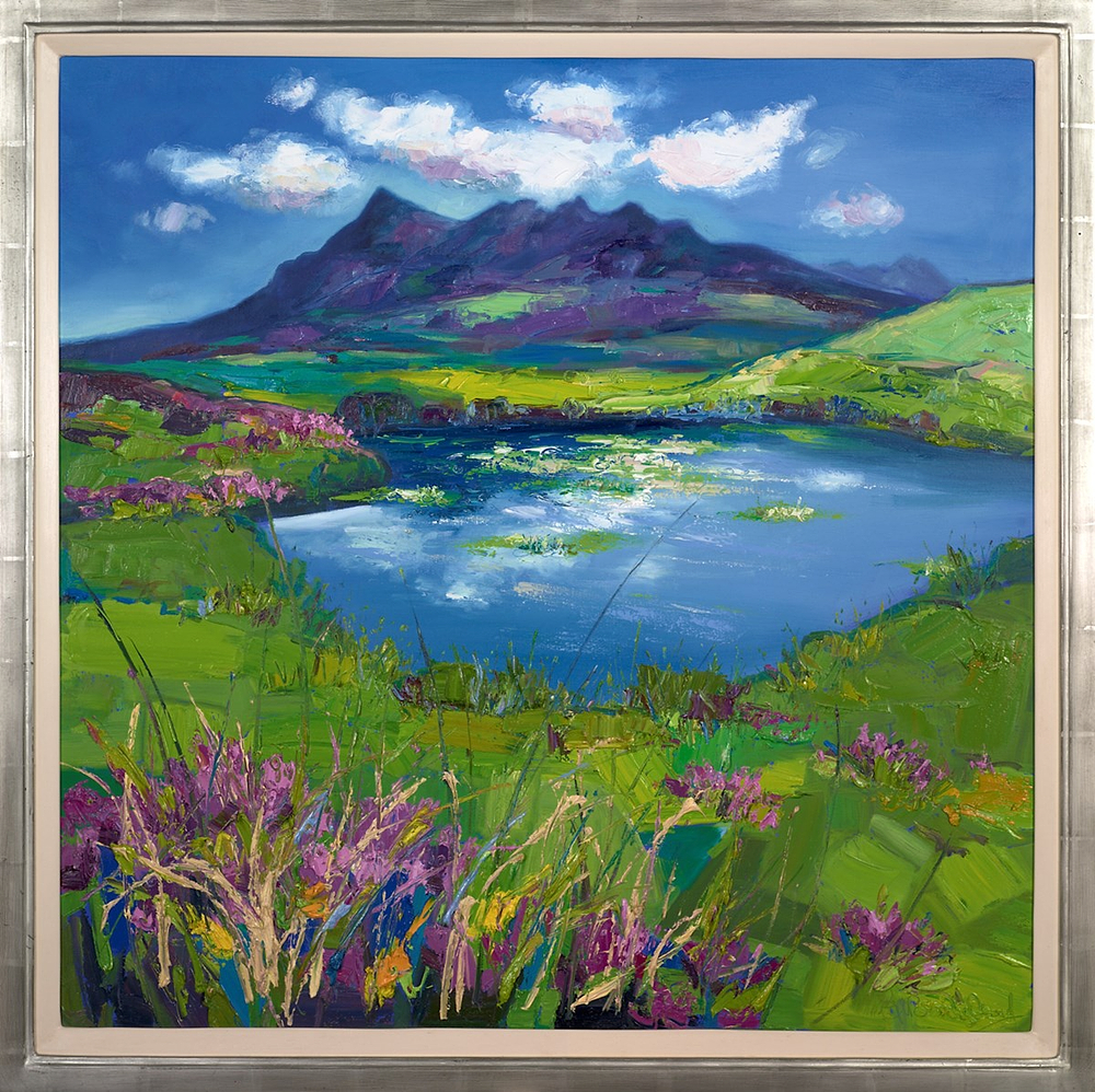 Heather By Lily Ponds, Cuillins In The Distance