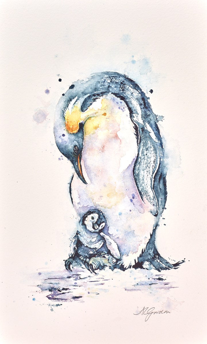 Devoted Dad-Emperor Penguin With Chick