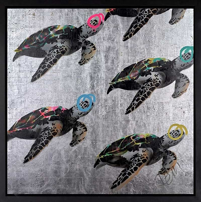 Colourful Turtles (Framed)
