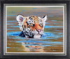 Tiger Cub Bathing (Framed)