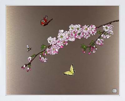 Butterflies on Cherry Blossom (Framed)