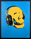 Music Lover Skull (yellow on blue)