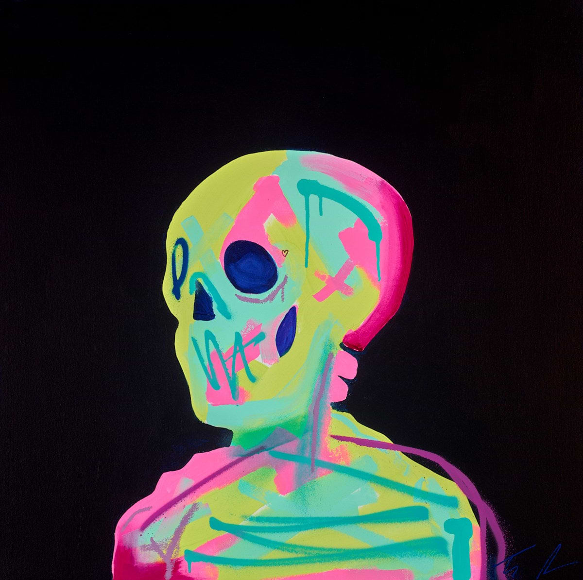 Skeleton- Pink And Lime (Left Facing)