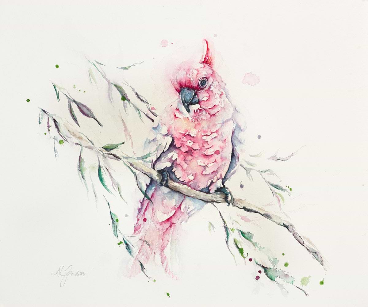 Pink Cockatoo Among Leaves