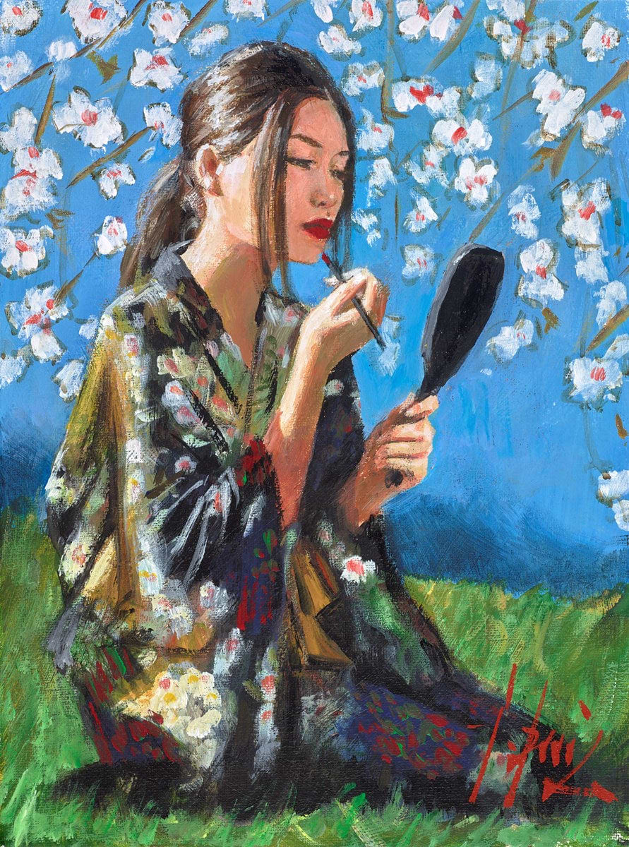 Geisha With White Flowers II