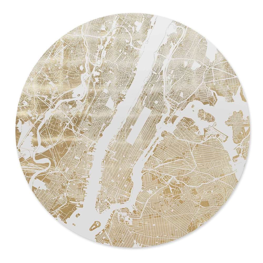 Mappa Mundi New York (White On Gold)
