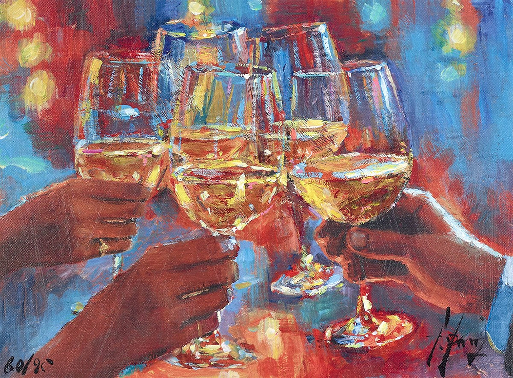 Wine And Blue Lights White
