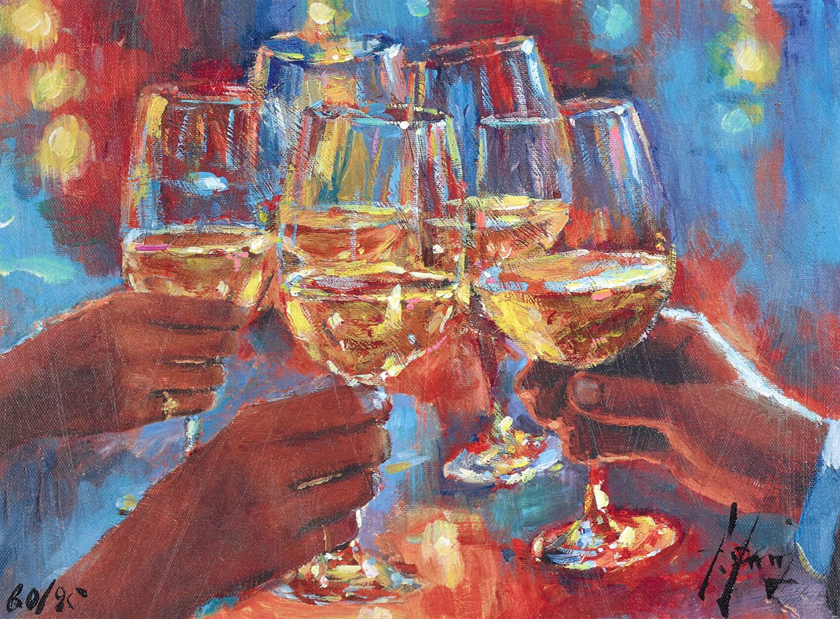 Wine And Blue Lights White