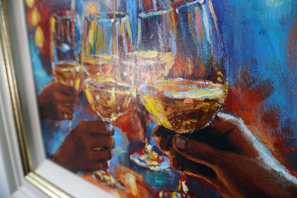 Wine And Blue Lights White