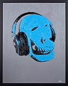 Music Lover Skull (blue on grey)