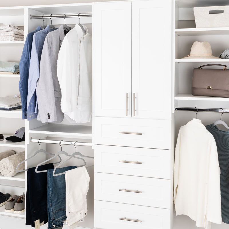 closet with shelving for shoes and clothing