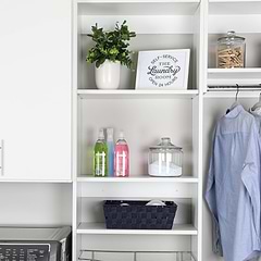 Modular Closets Solid Shelving in Laundry Room