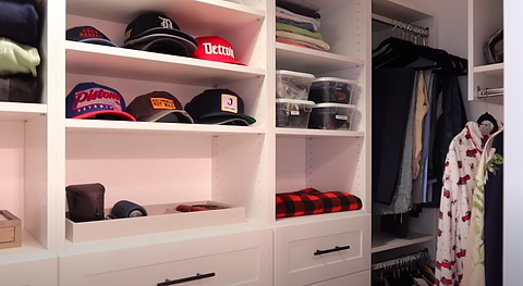 Chad's customized closet with drawers