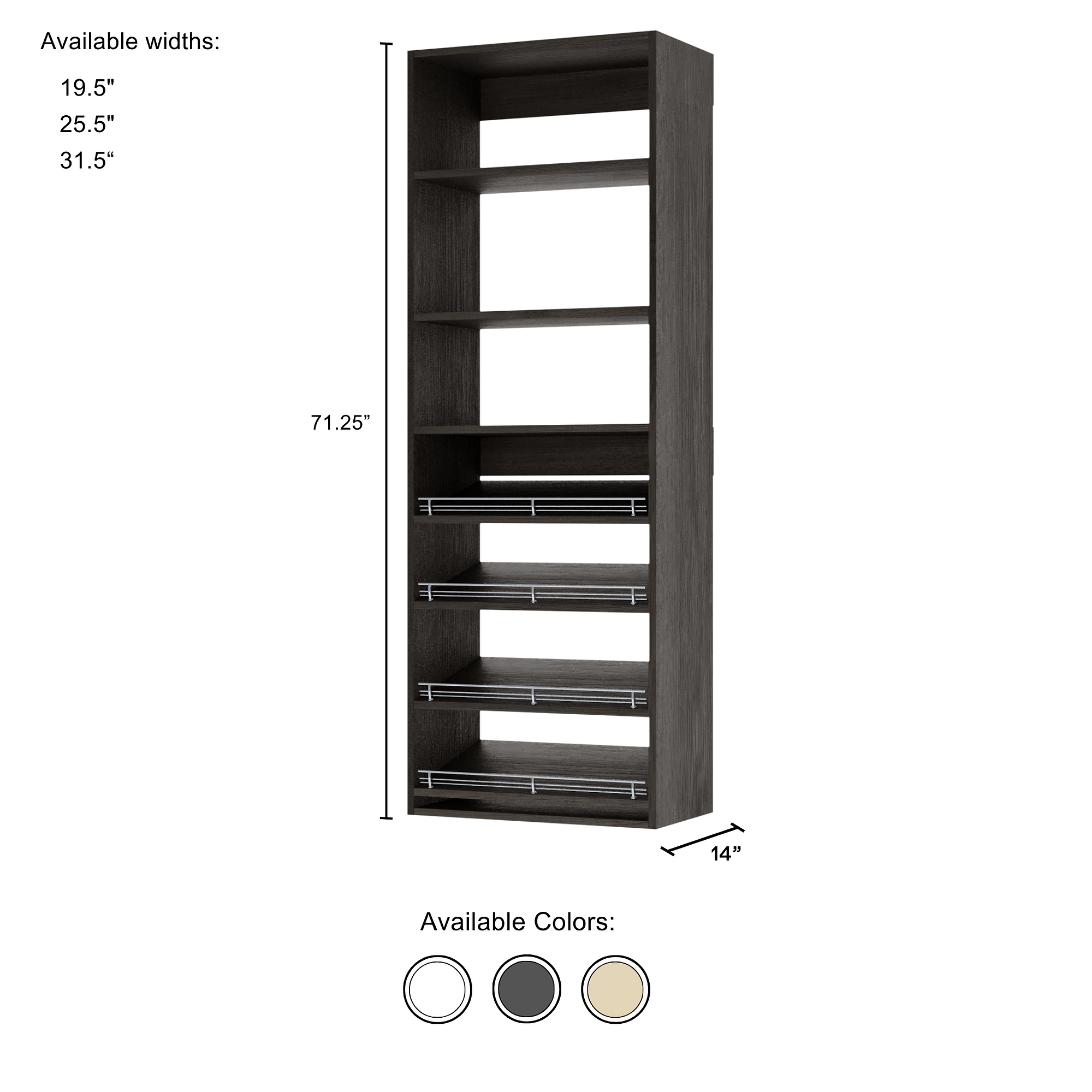 Grey Slanted (4 Shelves)