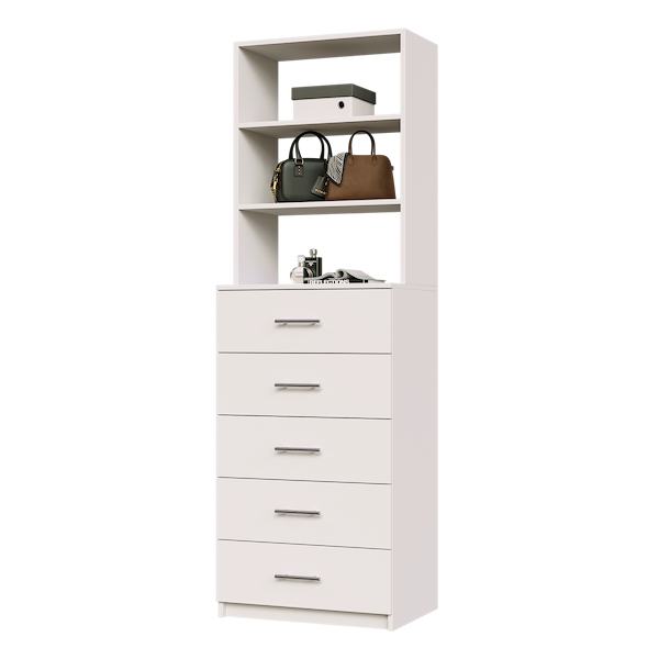 Drawers + Shelving Hutch Tower for Closet