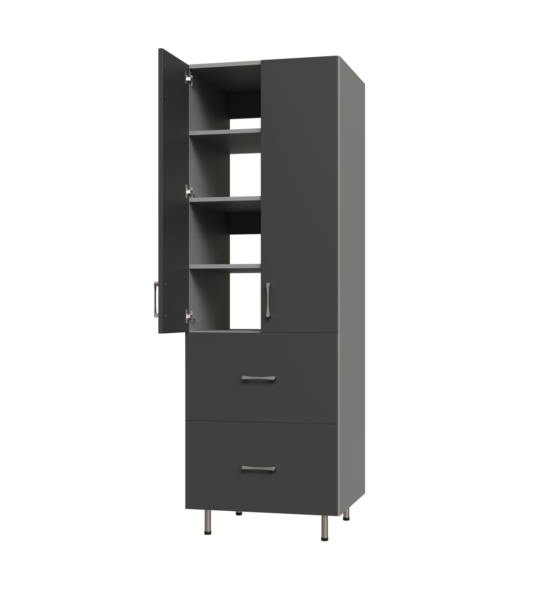Upper Door, 2 Drawer Tall Shelf Tower