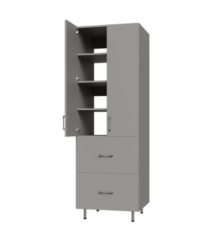 Upper Door, 2 Drawer Tall Shelf Tower