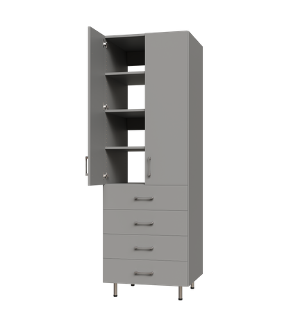 Upper Door, 4 Drawer Tall Shelf Tower