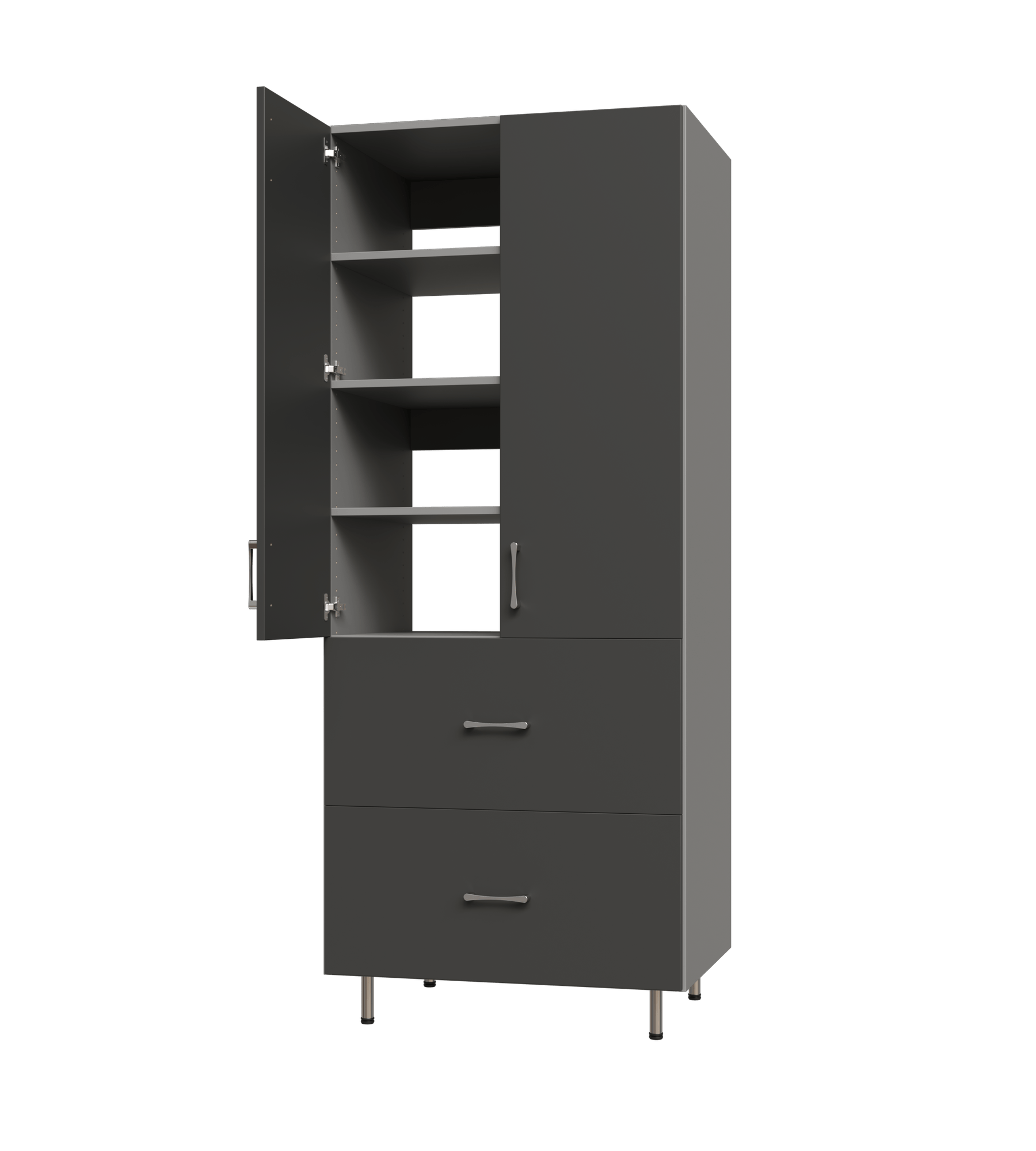 Upper Door, 2 Drawer Tall Shelf Tower