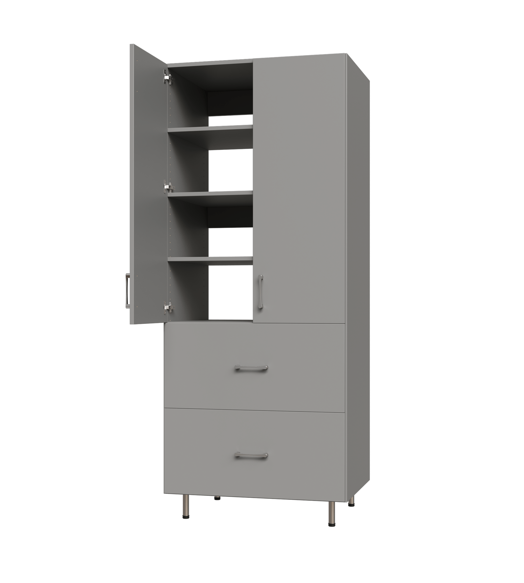 Upper Door, 2 Drawer Tall Shelf Tower