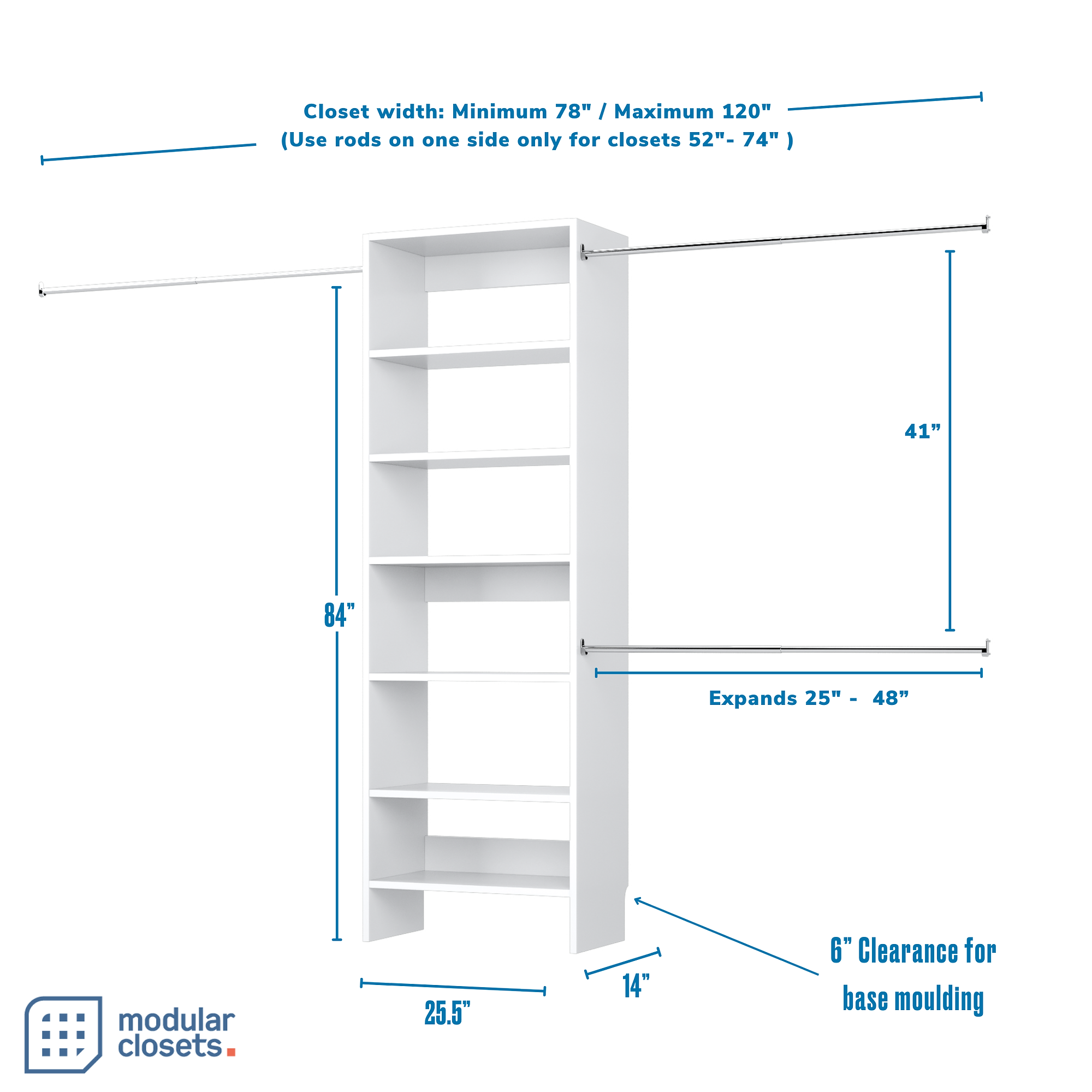 Pico Closet Tower With Expanding Hanging Rods