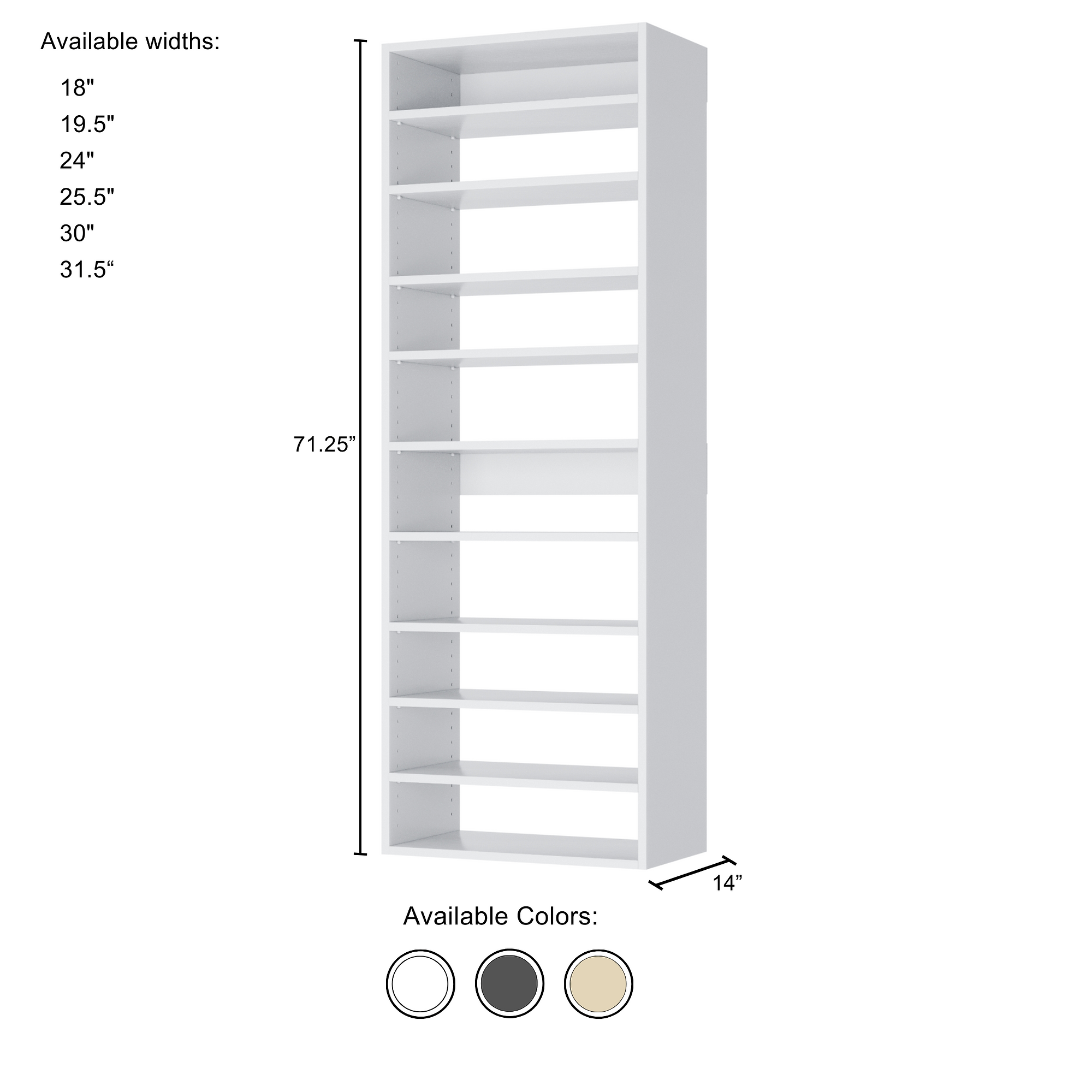 White Straight (8 Shelves)