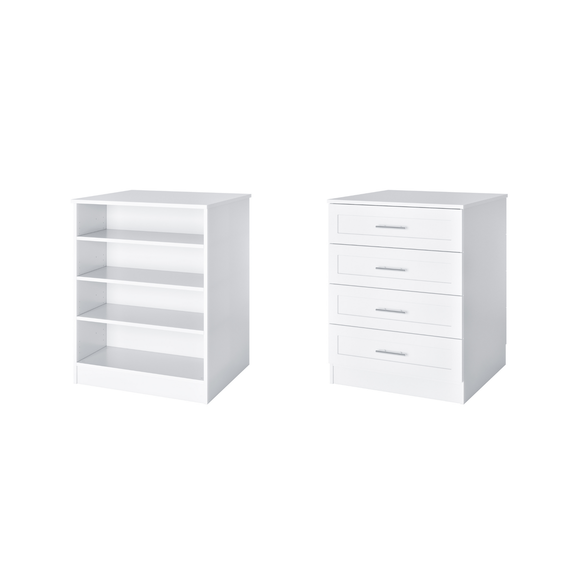White adjustable shelves shaker drawer