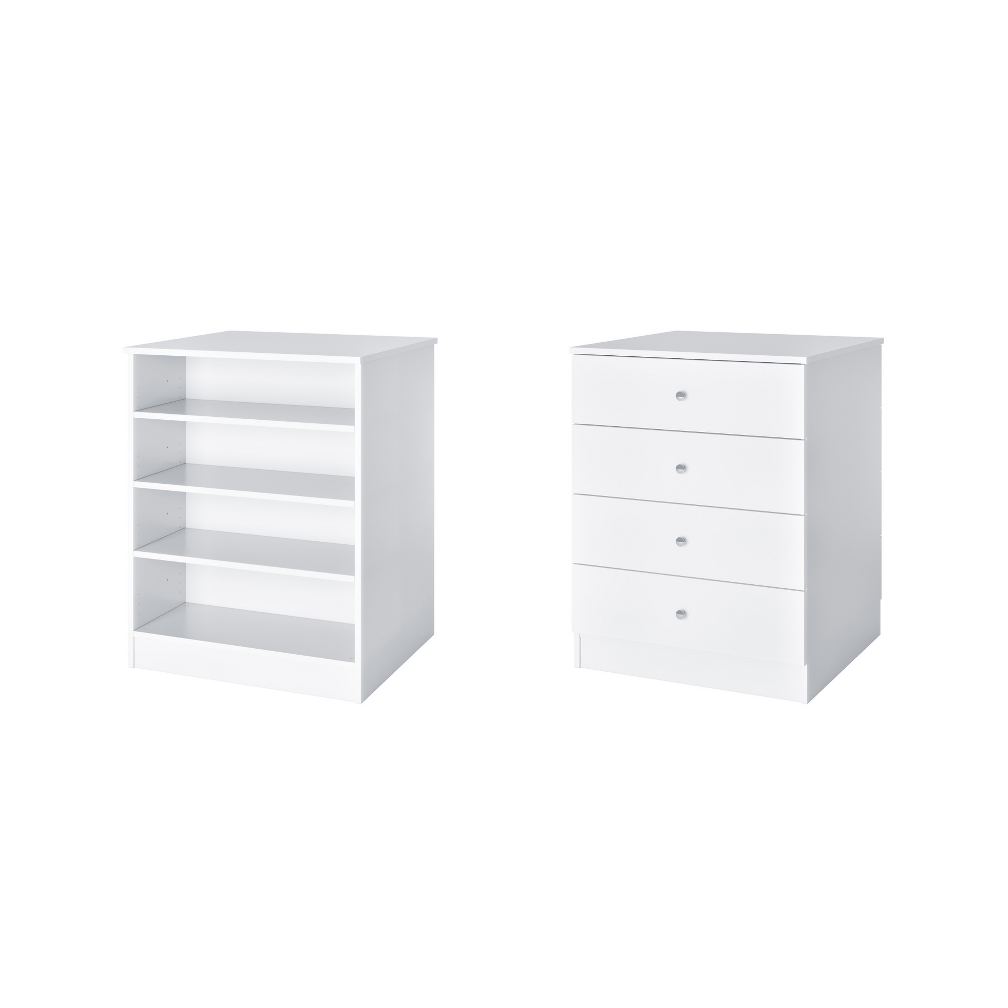 White adjustable shelves slab drawer 