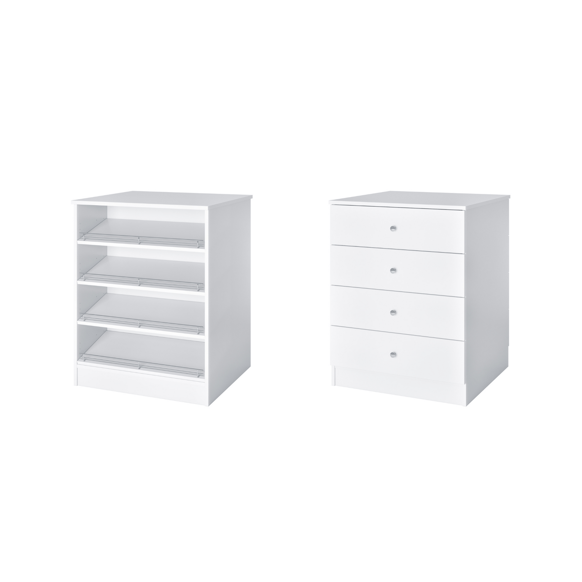 White slanted shoe shelves slab drawer