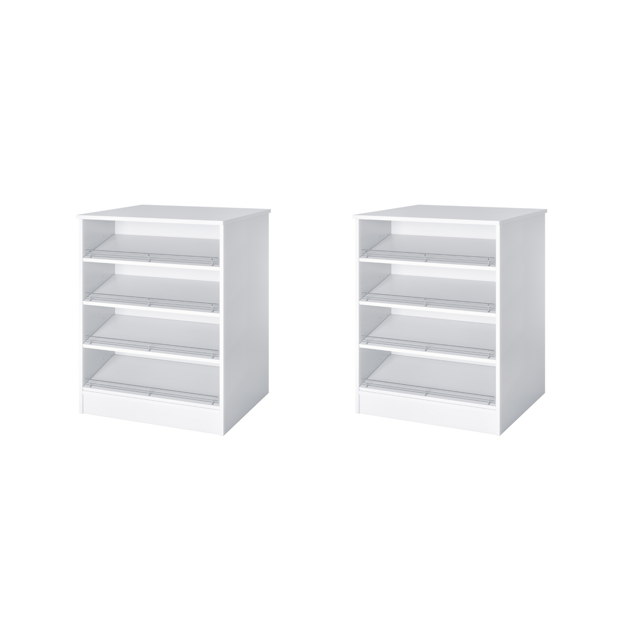 White slanted shoe shelves