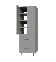 Upper Door, 2 Drawer Tall Shelf Tower