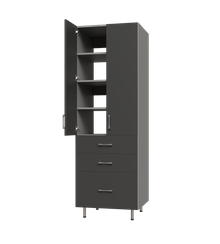 Upper Door, 3 Drawer Tall Shelf Tower