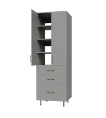 Upper Door, 3 Drawer Tall Shelf Tower