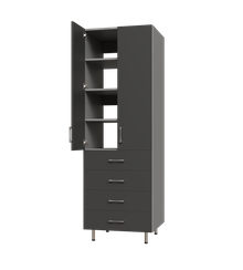 Upper Door, 4 Drawer Tall Shelf Tower