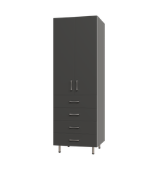 Upper Door, 4 Drawer Tall Shelf Tower