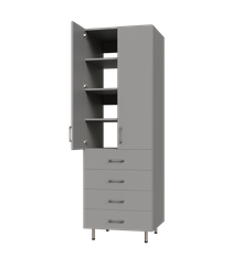 Upper Door, 4 Drawer Tall Shelf Tower