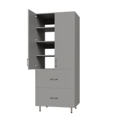 Upper Door, 2 Drawer Tall Shelf Tower