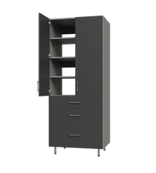 Upper Door, 3 Drawer Tall Shelf Tower