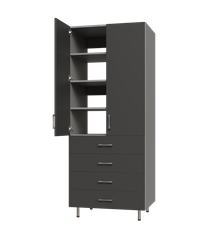 Upper Door, 4 Drawer Tall Shelf Tower