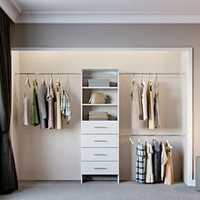 Pico Closet Tower With Drawers & Expanding Hanging Rods