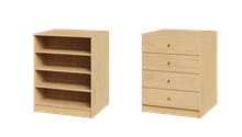 Oak adjustable shelves slab drawers 